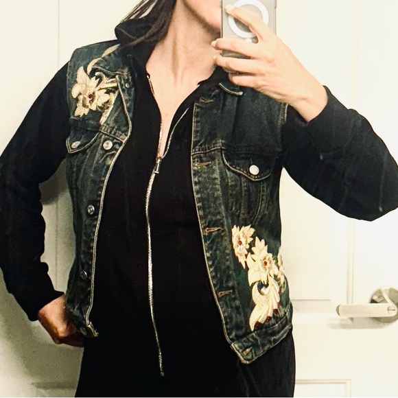 Vintage designer denim VEST EMMANUEL SCHIVILI ITALY with gold embroidery size M - Picture 11 of 17